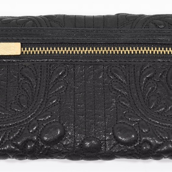 Christian Lacroix Black Embossed Leather Wallet with Gold Hardware - Picture 4 of 5